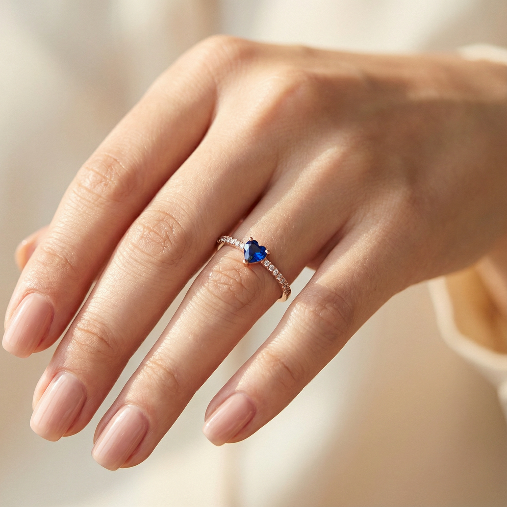 Anillo Corazón Zafiro