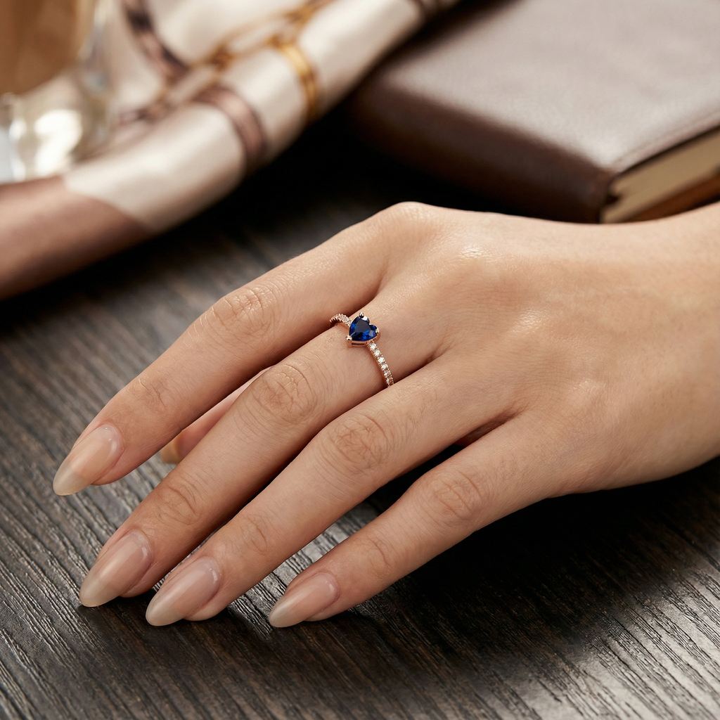 Anillo Corazón Zafiro