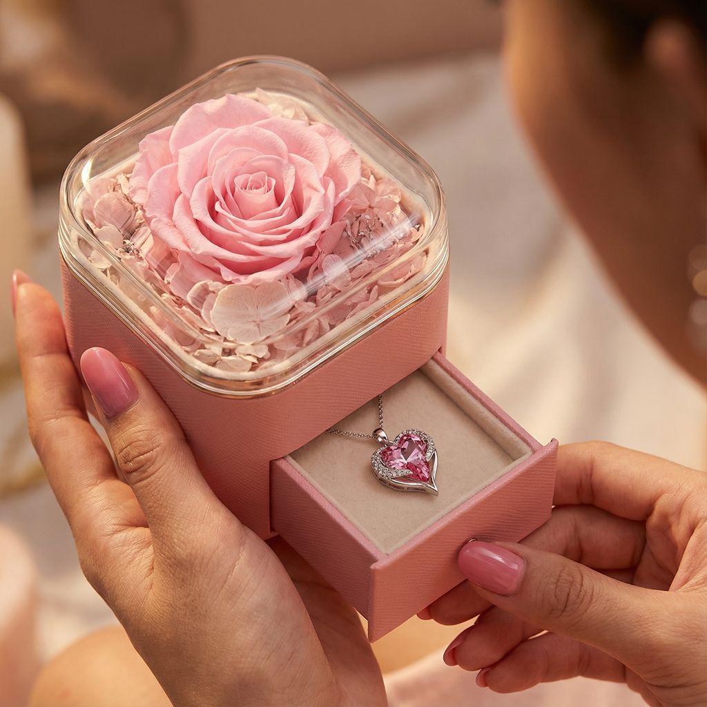 Collar Amor Infinito con Caja Rosa Eterna