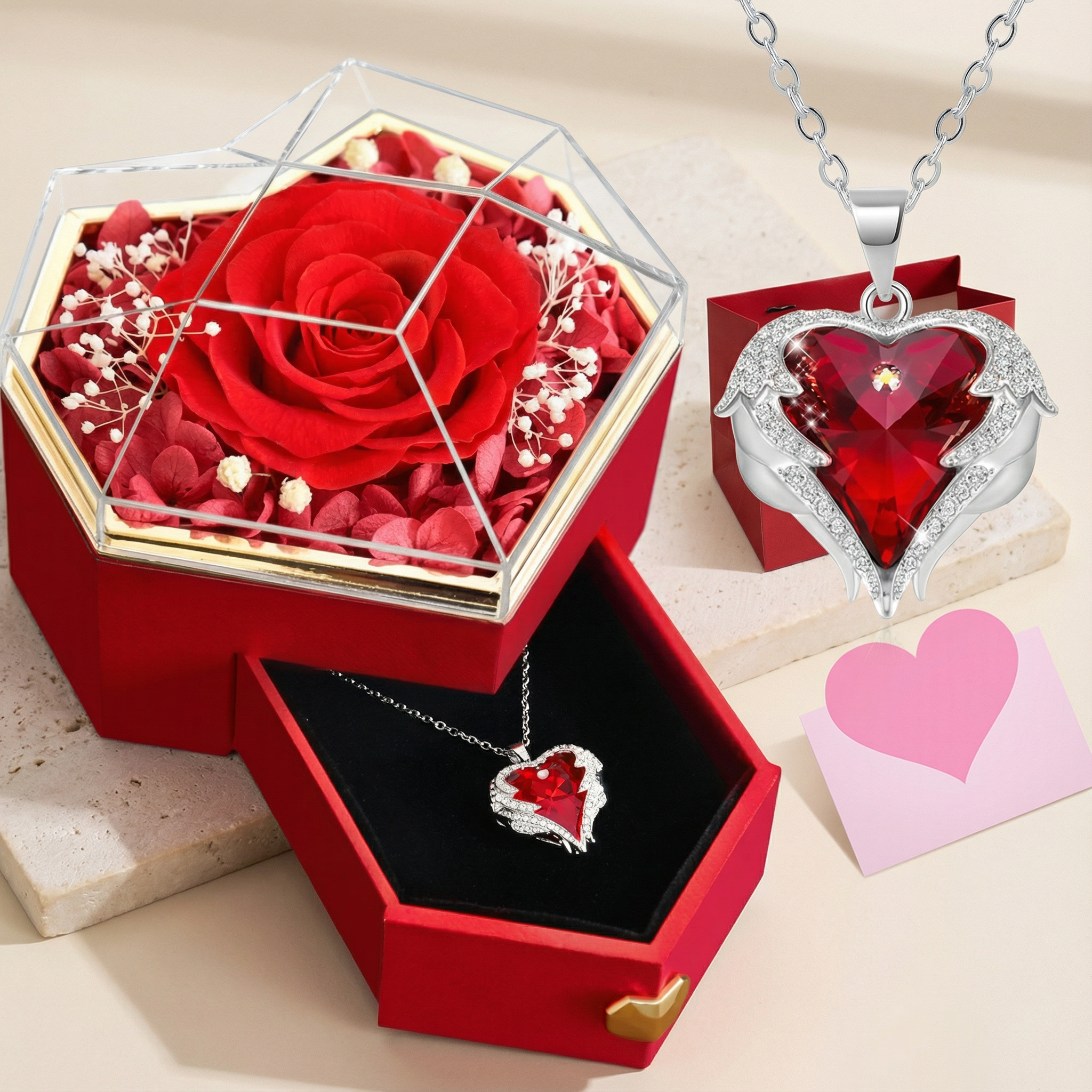 Collar Amor Infinito con Caja Rosa Eterna